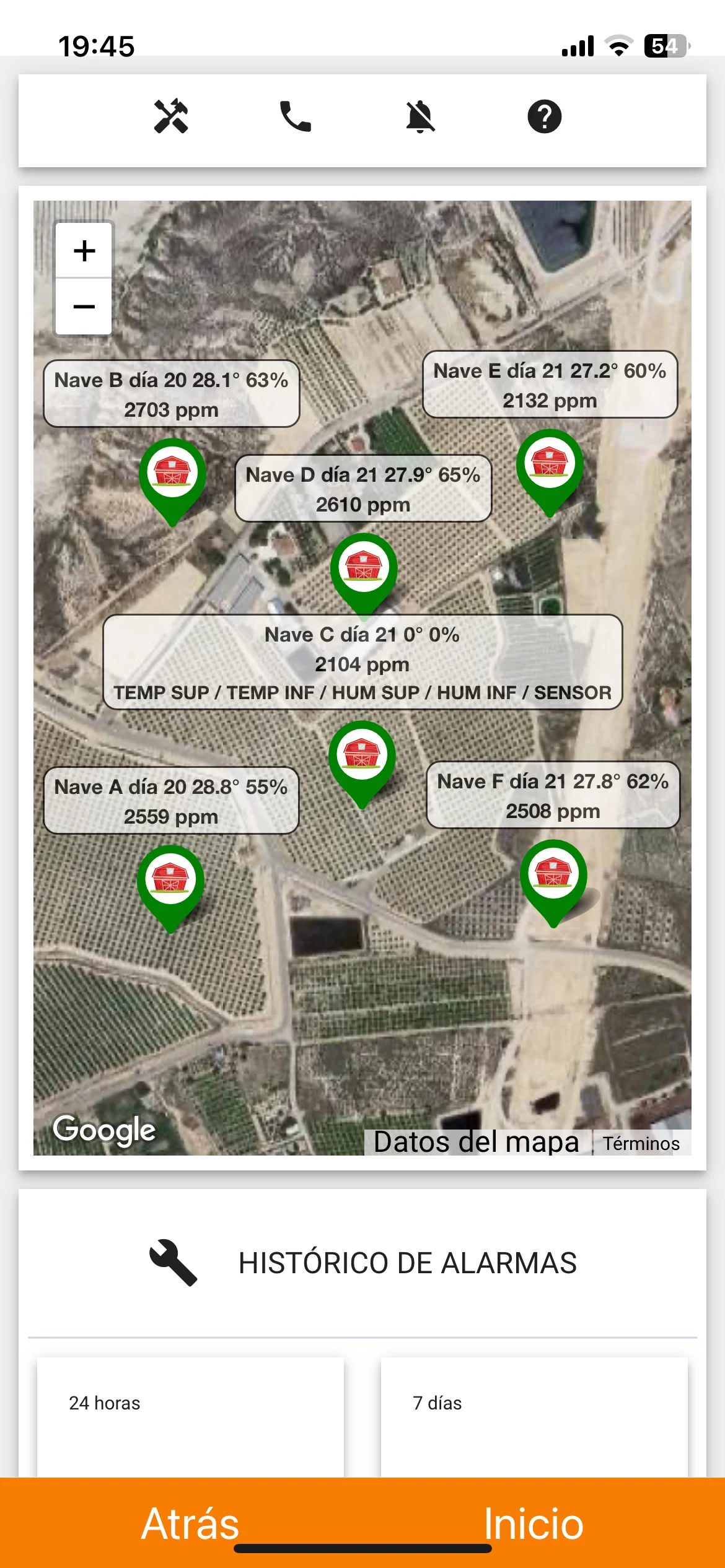 App Aviot — listado de equipos